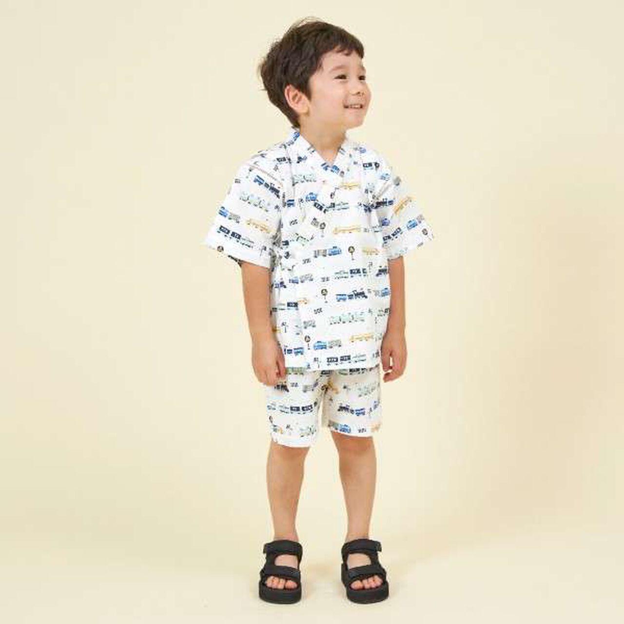 KP Boy Train Print Jinbei,White, large image number 1