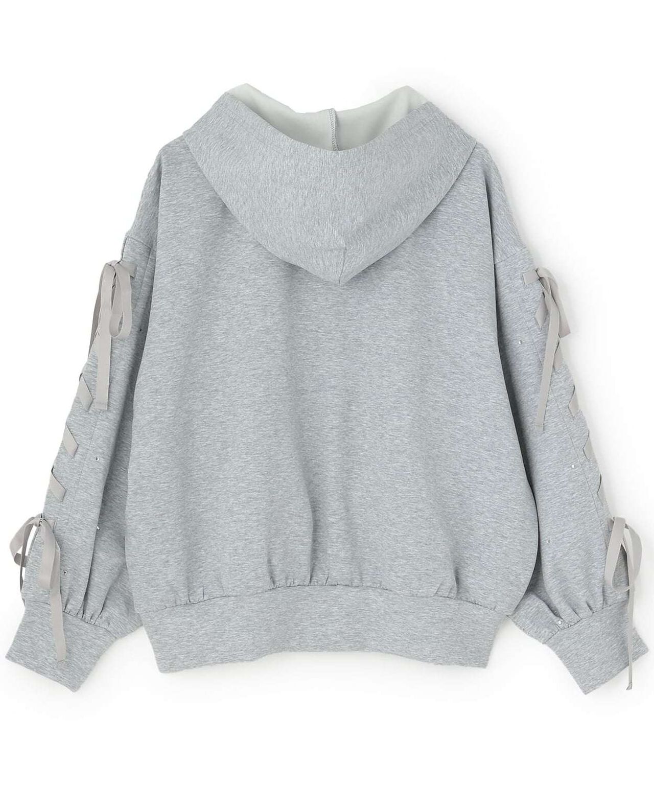 Lace-Up Stone Wash Loose Hoodie,Black, large image number 7