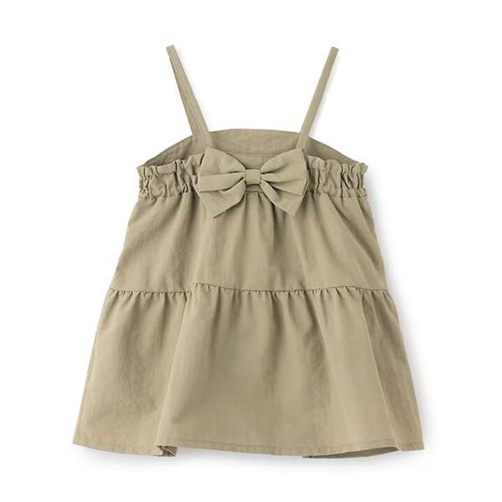 Tiered Long-Sleeve One-Piece Dress with Back Ribbon,Light khaki, medium image number 2