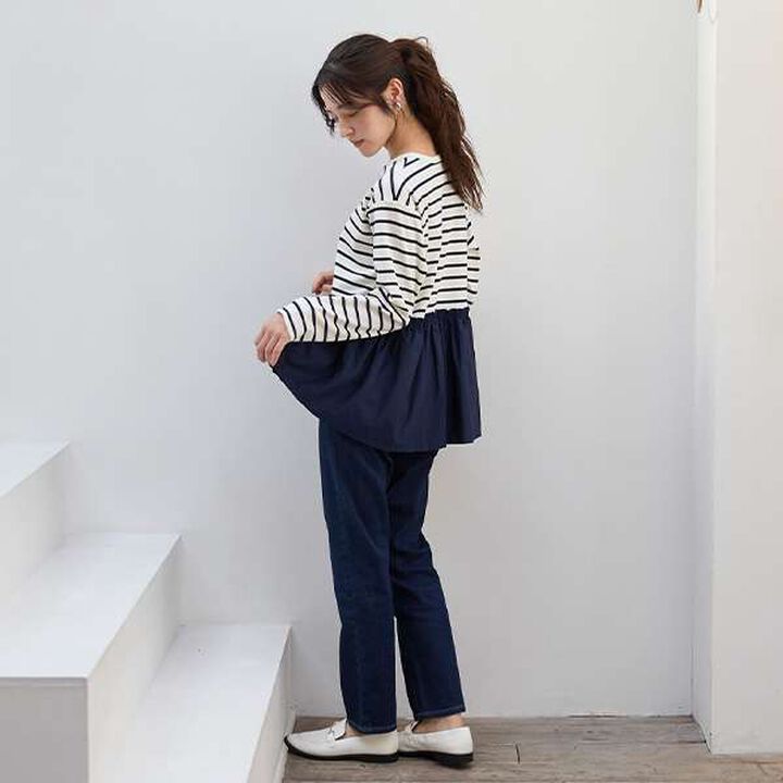 [Link] Ribbon Peplum Long T-Shirt,Ivory, medium image number 11