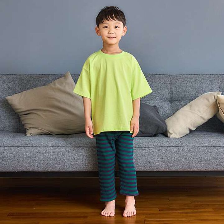 [365D.] Anti-Stain Stripe Pattern Ribbed 7/8 Leggings,Black, medium image number 1