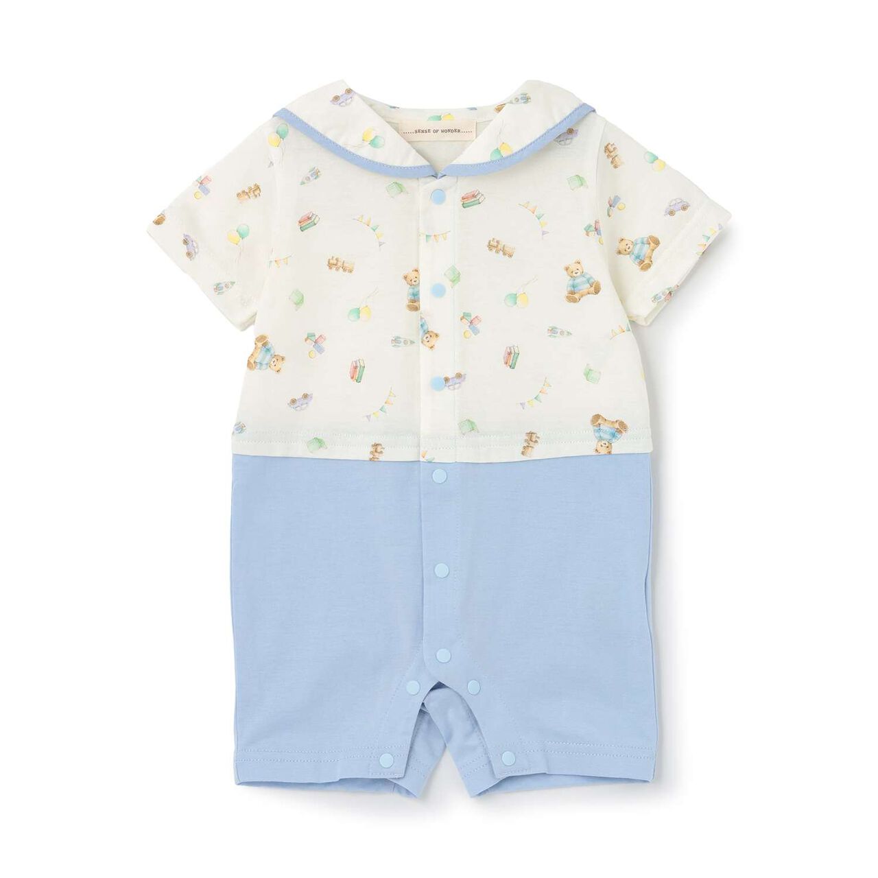 TOYS Boys Short-Sleeve Romper [Made in Japan],Blue, large image number 0