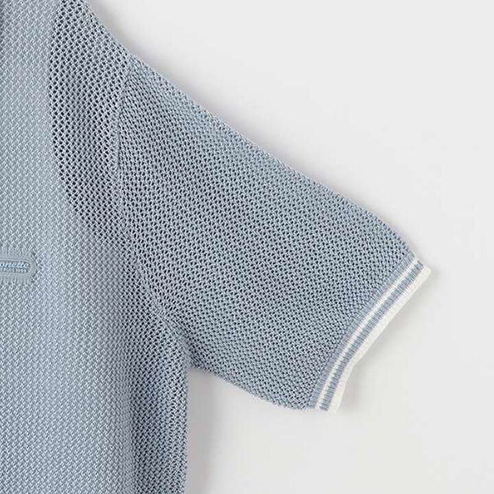 Mesh Short-Sleeve Polo Knitwear,Blue, medium image number 2