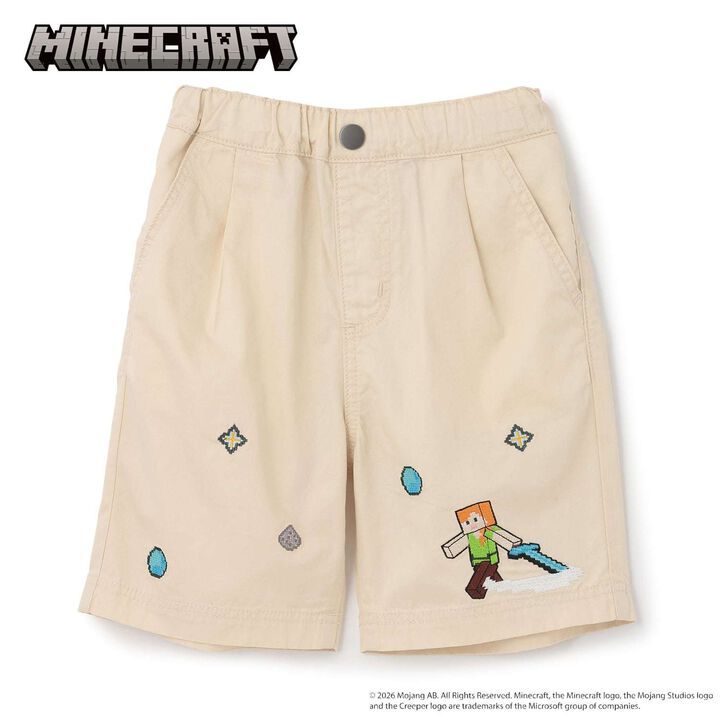 [MINECRAFT] Embroidered Half Pants,Beige, medium image number 6