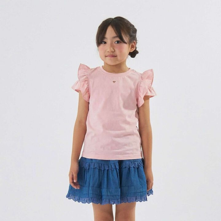 [Heat Shielding Jersey] Design Sleeve T-Shirt [Either Way Is Fine] for Girls Kids,, medium