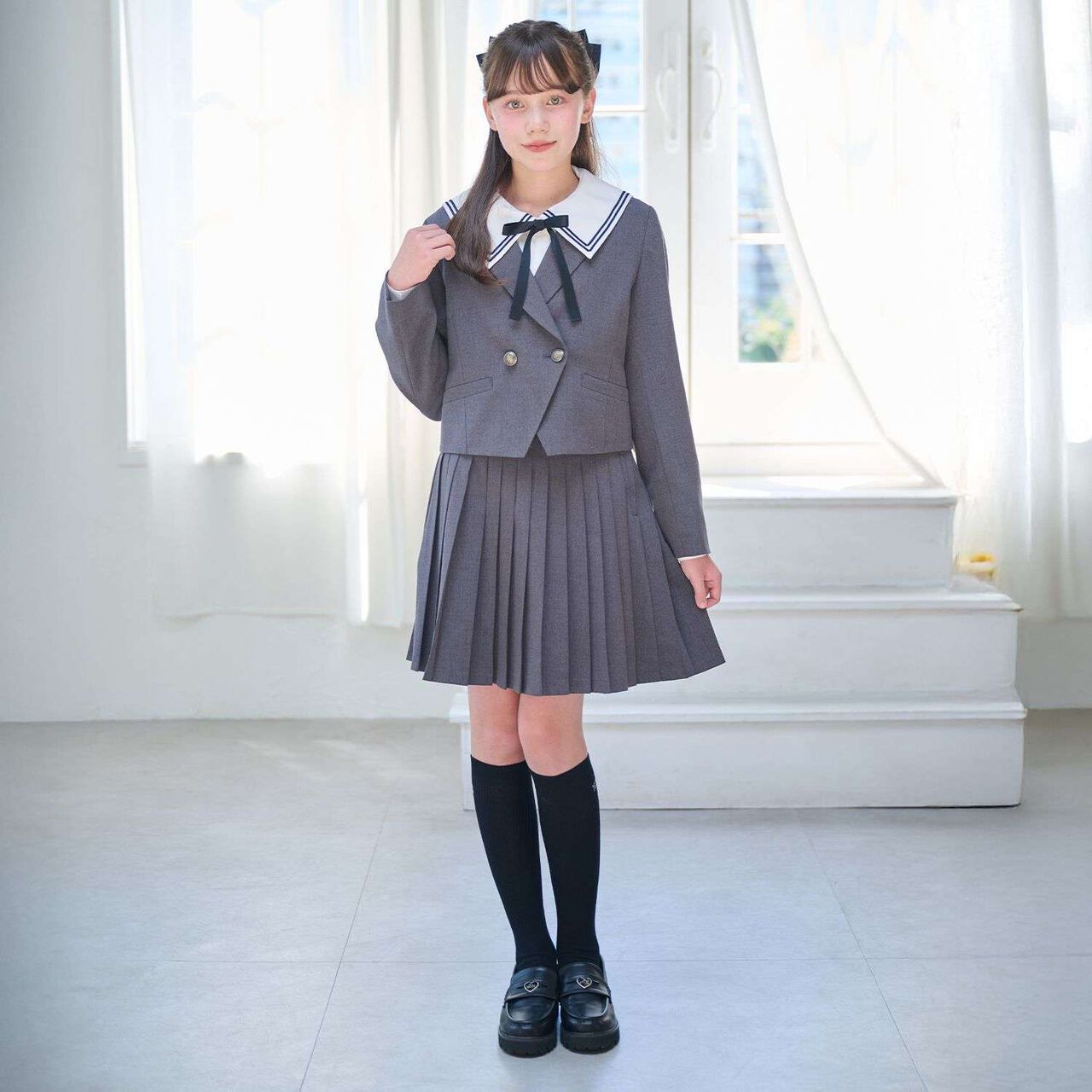 Slim Rib Knee-High Socks,Black, large image number 6