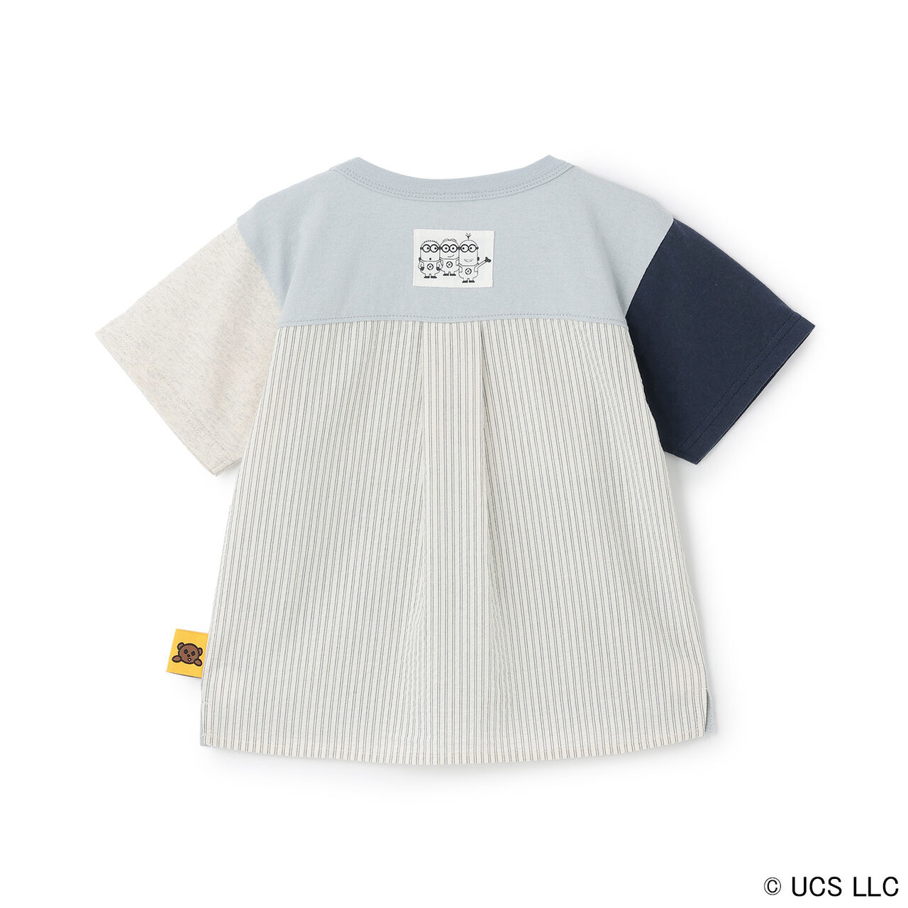 [Minion] Short Sleeve T-Shirt with Woven Fabric Panels,Navy, large image number 9