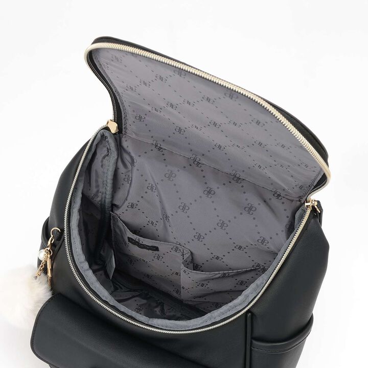 Bucket-Style Backpack with Charm,Black, medium image number 6