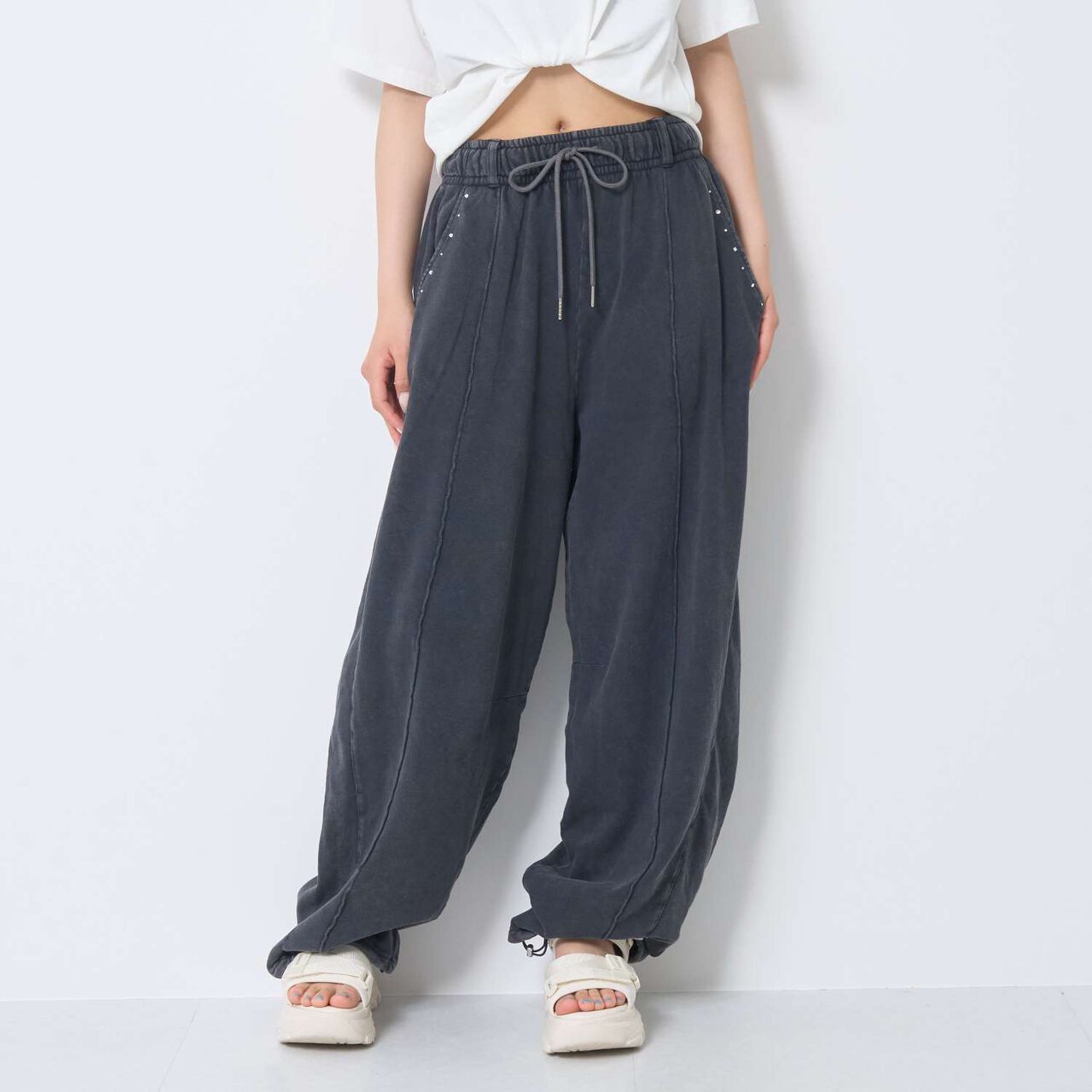 [LTXC/100% Cotton] Back Logo Curve Sweatpants,Top gray, large image number 9