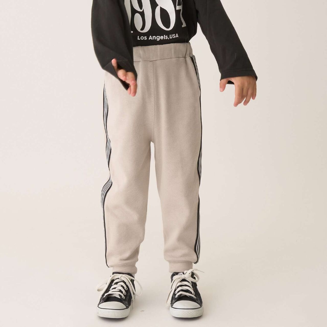 Tomo Pants with Side Line Tapered Design,Greige, large image number 0