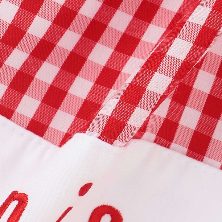 Gingham Check One-Piece Dress with Hem Logo Embroidery,Sax blue, medium image number 6