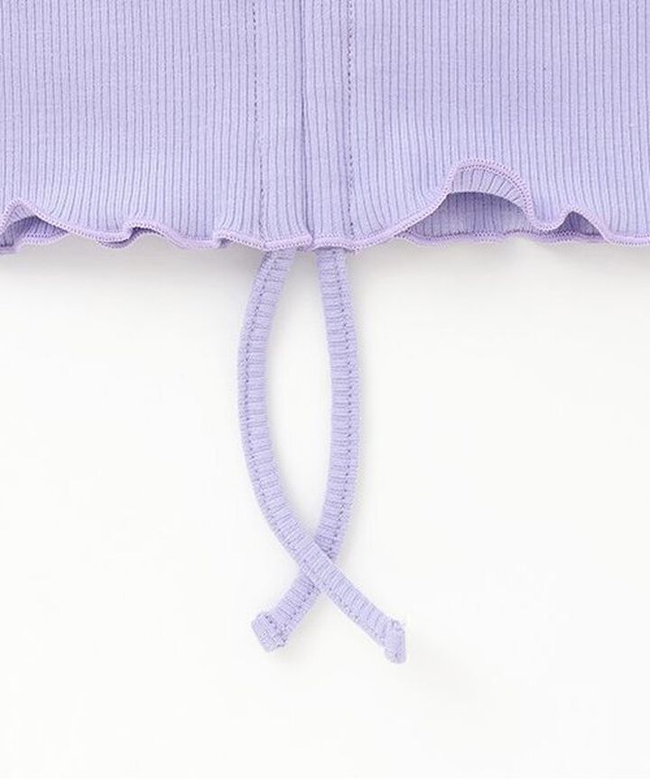 Front Shirred Short-Sleeve Ribbed Top,Lavender, medium image number 10