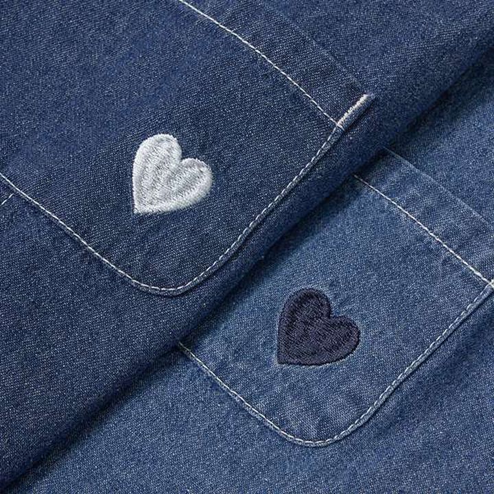Soft Denim Heart Embroidery Jumper Skirt,Blue, medium image number 10