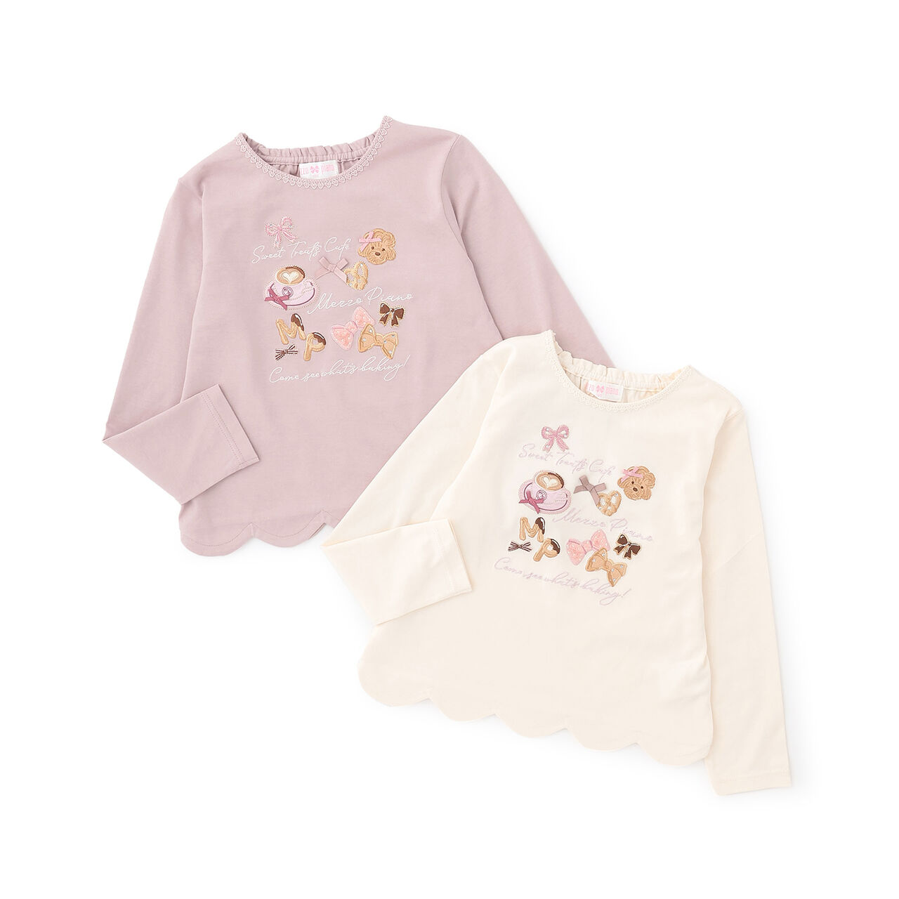 [Popular Item Restocked] [Not Available at Physical Stores] Caf&eacute; Appliqu&eacute; Embroidery Scalloped Hem Long-Sleeve T-Shirt,Ivory, large image number 6