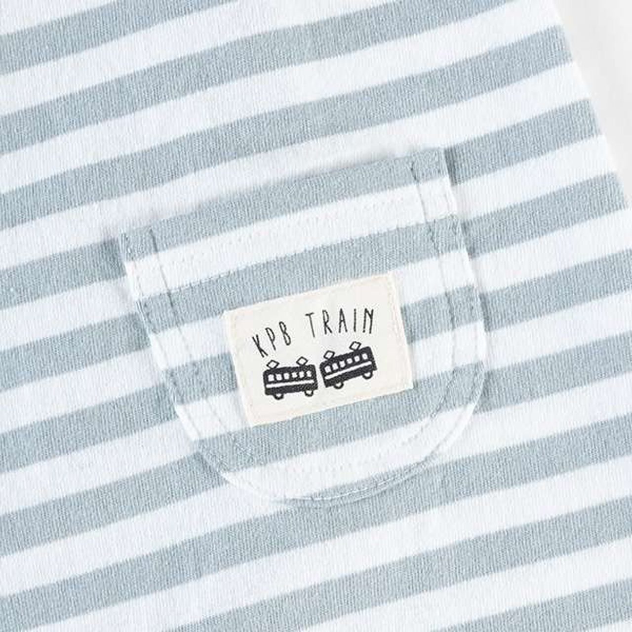 Stripe Pattern Train Motif Short All-in-One (Free 70-80 cm),Yellow, large image number 5