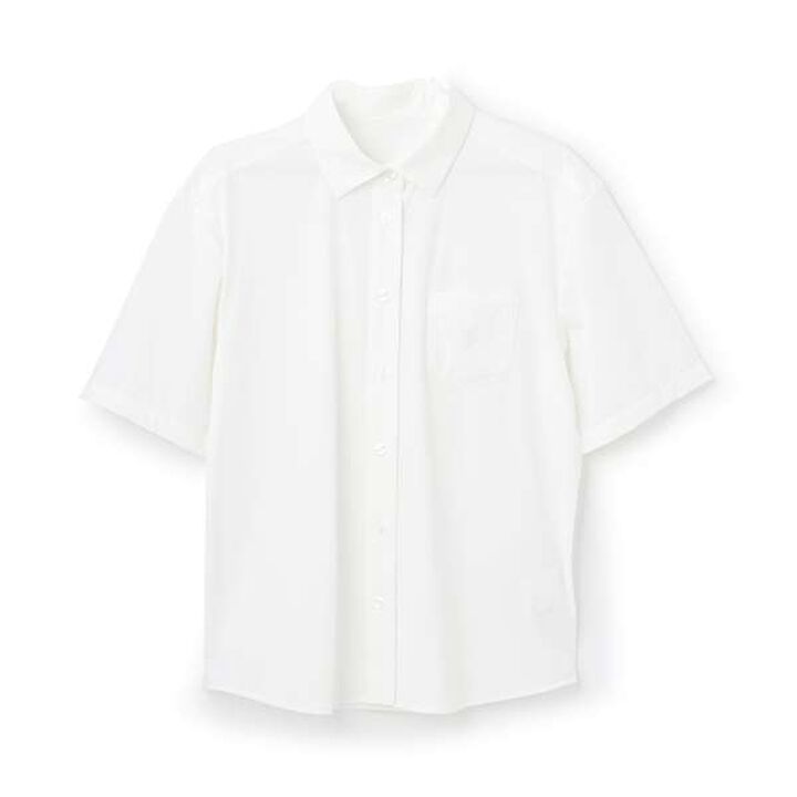 * [UV Protection] Point Collar Cut Shirt,White, medium image number 0