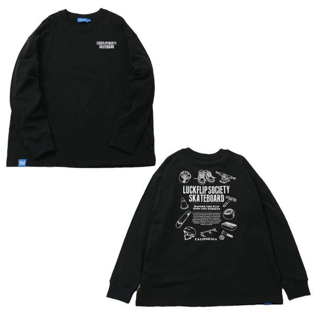 Skateboard Tool Print Big Long-Sleeve T-Shirt,Black, large image number 0