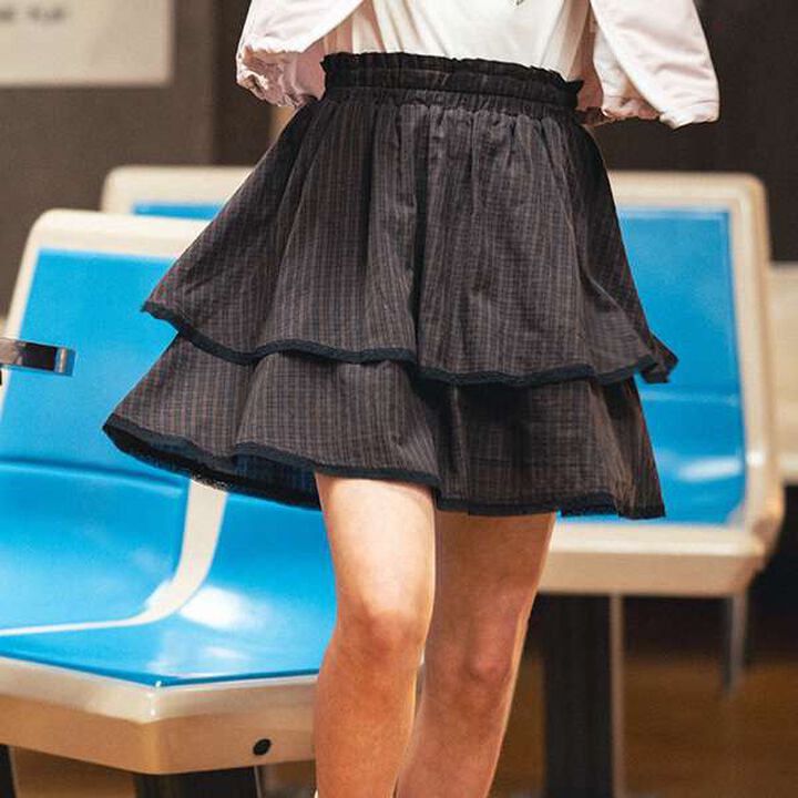 Tiered Frill Skirt with Shorts,Gray, medium image number 35