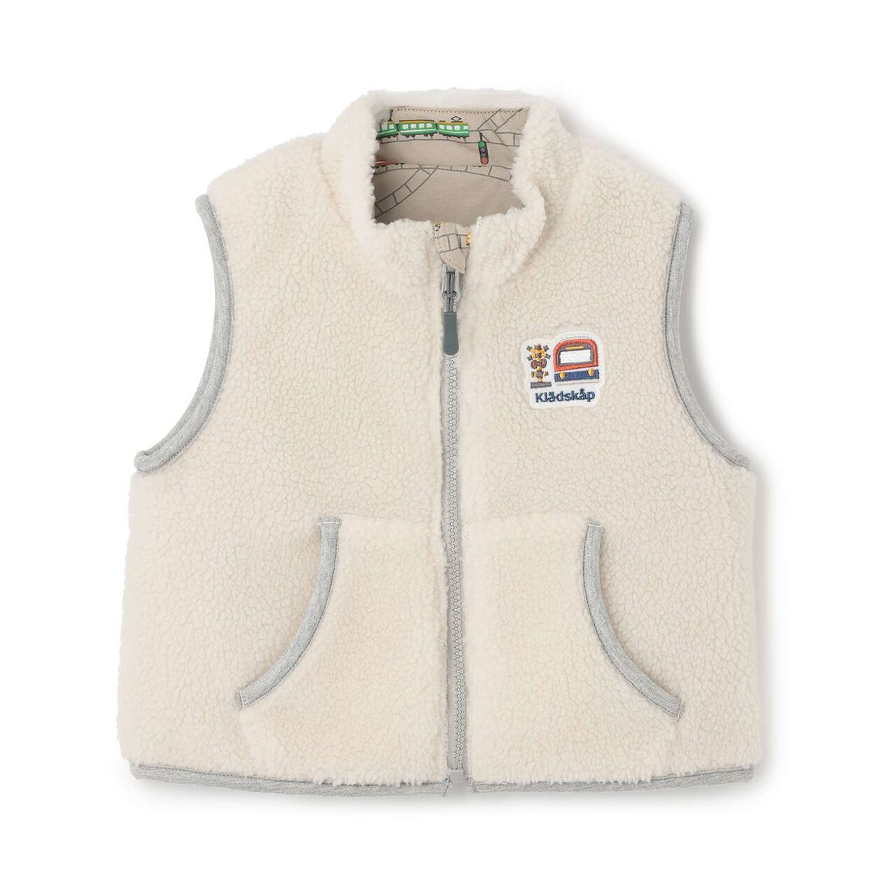 Train Reversible Boa Vest,Off white, large image number 4