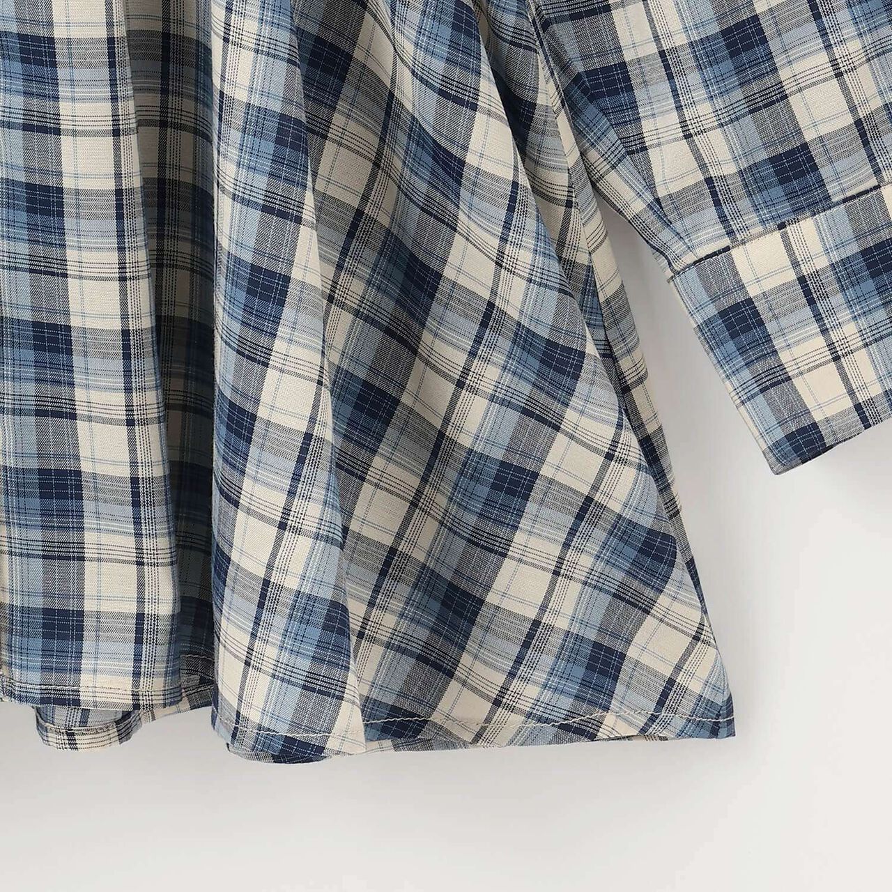 Front Peplum Checkered Shirt,Black, large image number 5