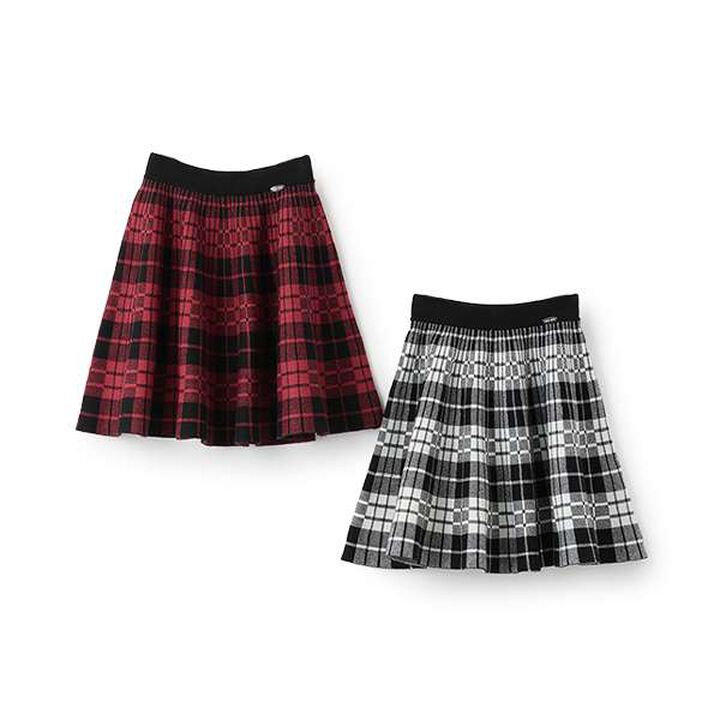 Check Jacquard Knit Skirt,Red, medium image number 7