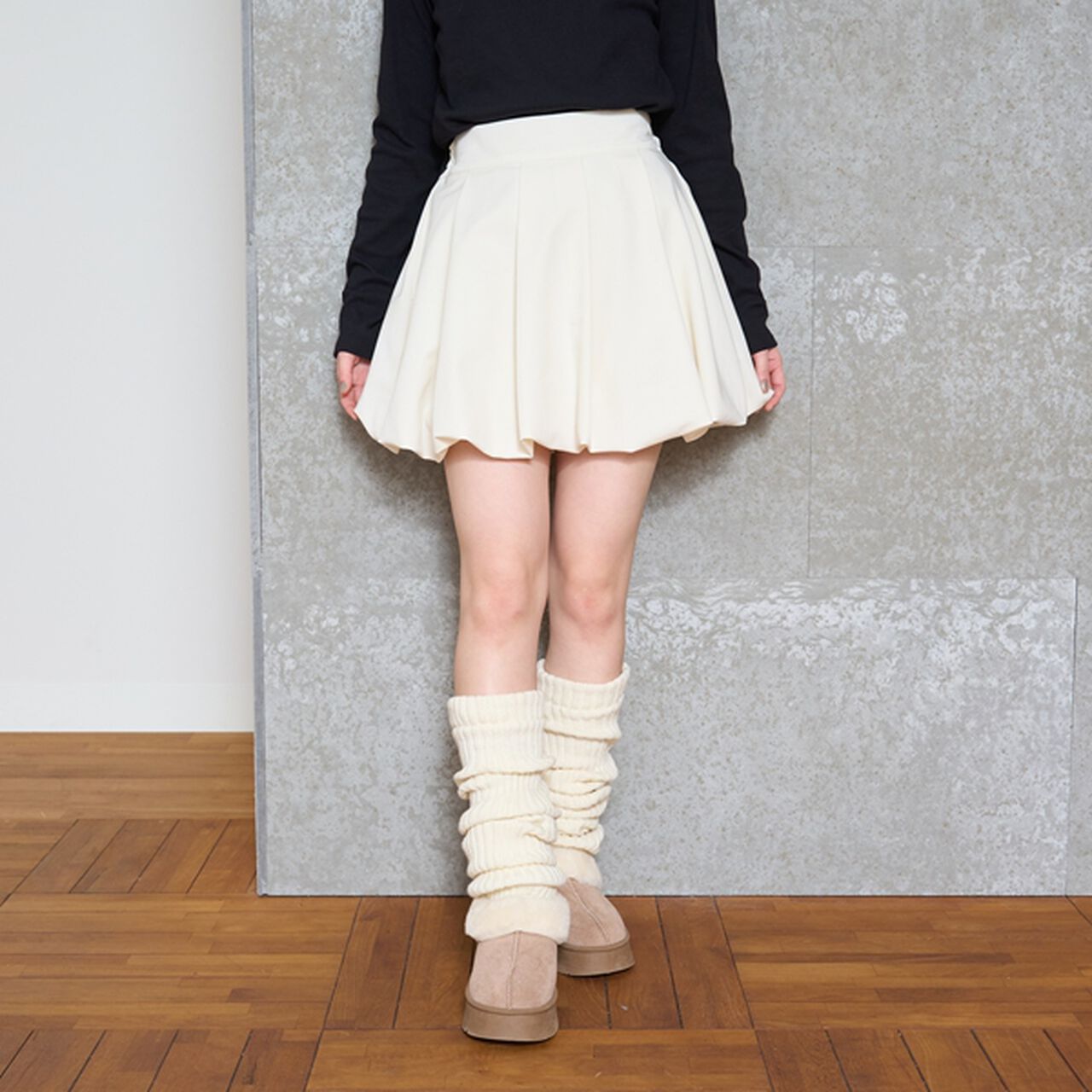 Balloon Tuck Skirt with Shorts,Gray, large image number 11