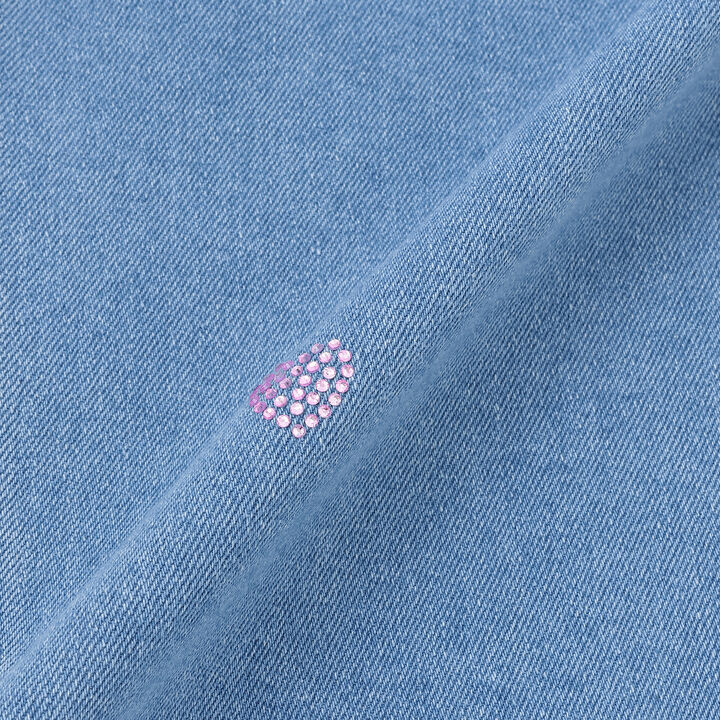 Heart Rhinestone Denim Pants,Sax blue, medium image number 8