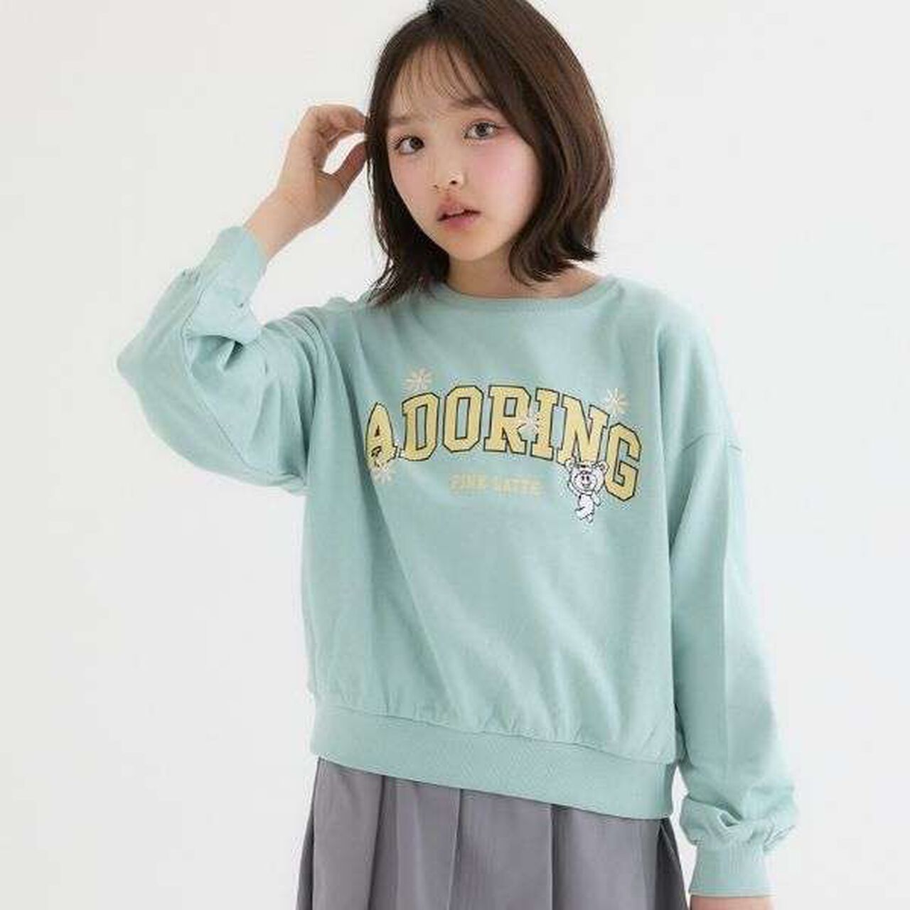 [Favi Baby] 100% Cotton College Fleece Sweatshirt,Mint, large image number 3