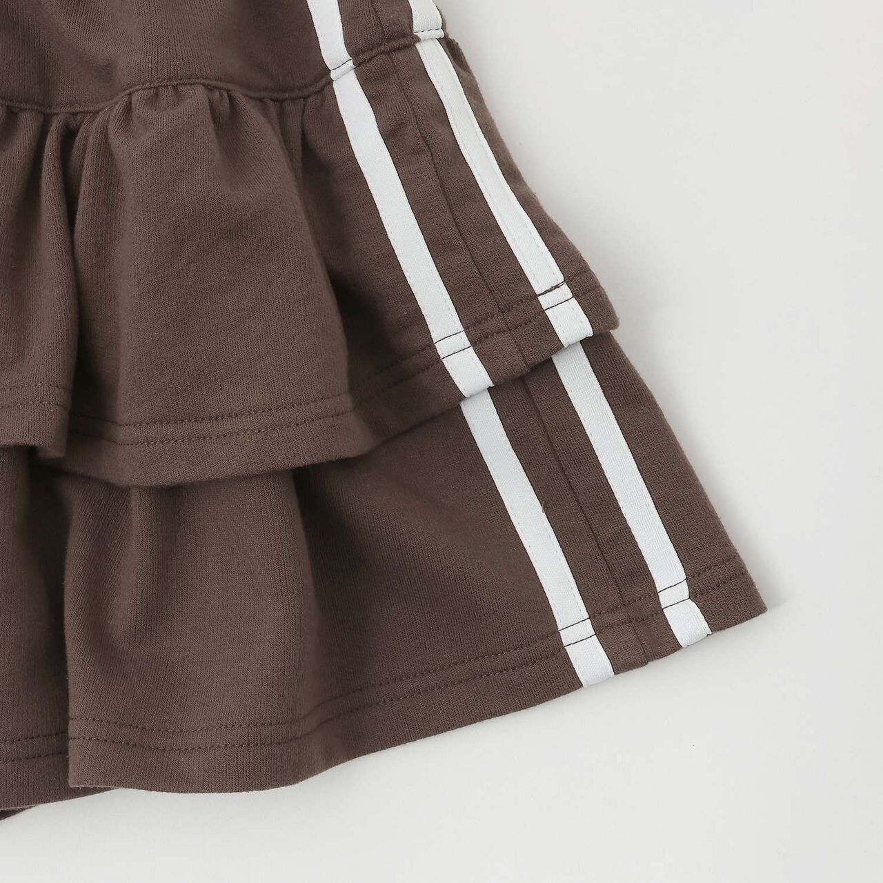 Lightweight French Terry Tiered Skirt-Shorts,Dark brown, large image number 4