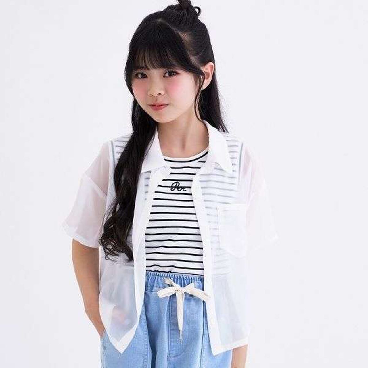 [3WAY] Short-Sleeve Sheer Shirt & Cool Sensation Tank Set,Lavender, large image number 7