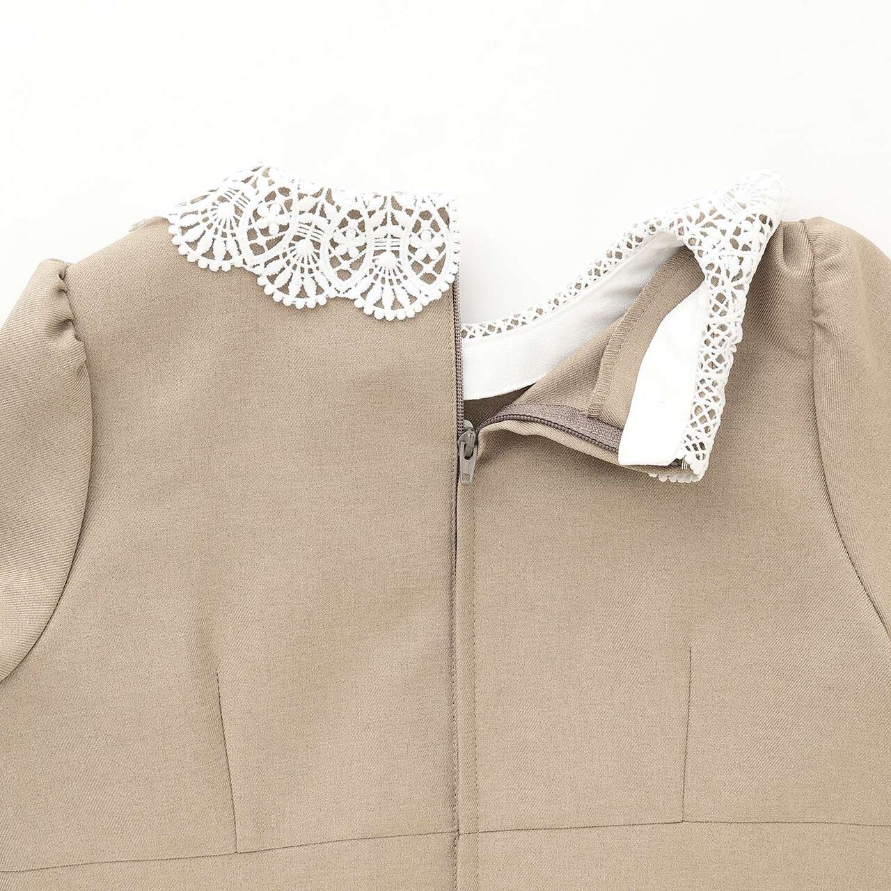 Semi-Formal Lace Collar One-Piece Dress,Beige, large image number 15