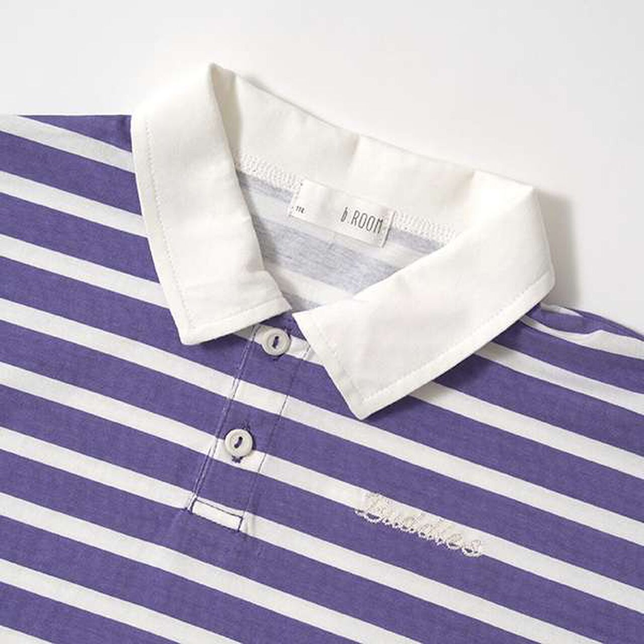 Non-Deforming Soft Cotton Oversized Stripe Print Rugby Shirt,Purple, large image number 14