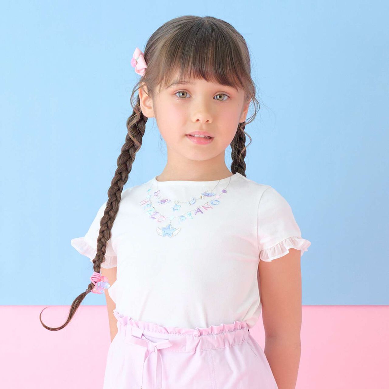 Necklace Embroidery Sleeve Frill Short Sleeve T-Shirt,Off white, large image number 0