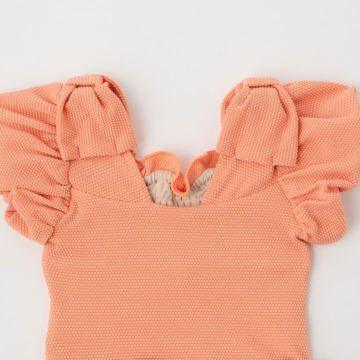 SWIM Puff Sleeve One-Piece Dress Swimsuit,Orange, medium image number 15