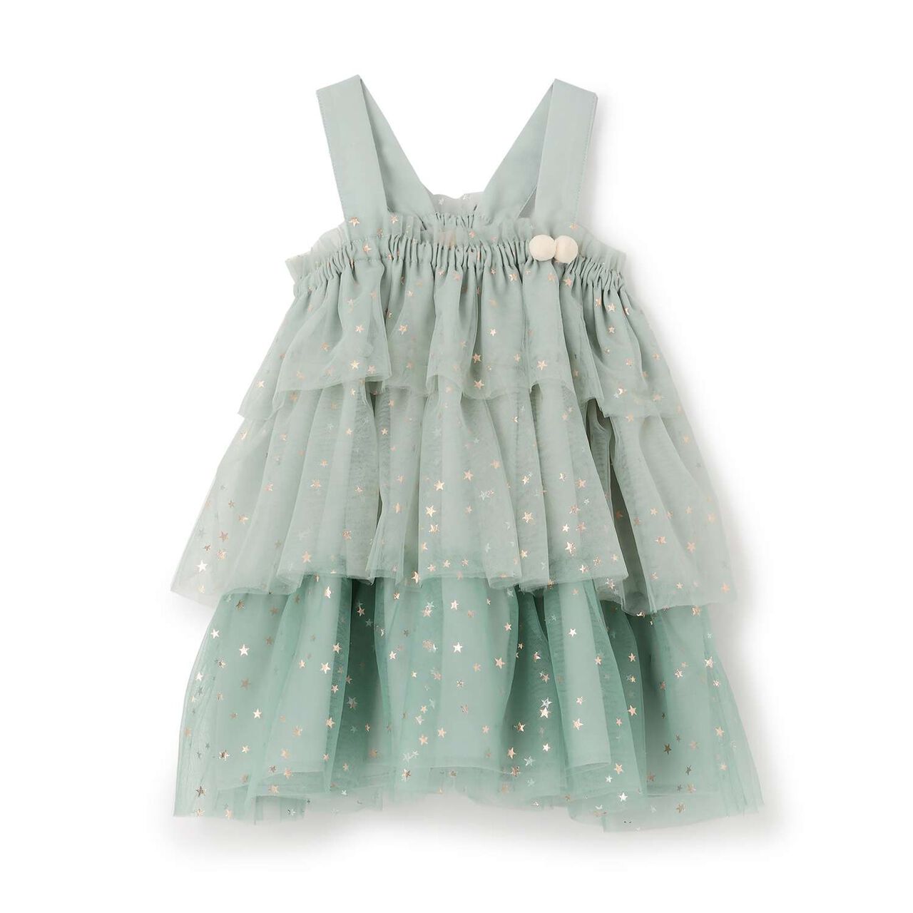Tulle Frill One-Piece Dress,Blue green, large image number 8