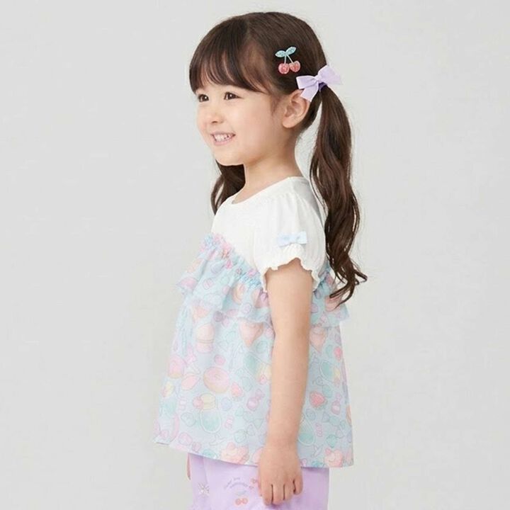 Sweets Motif Color-Block Top,Sax blue, medium image number 9