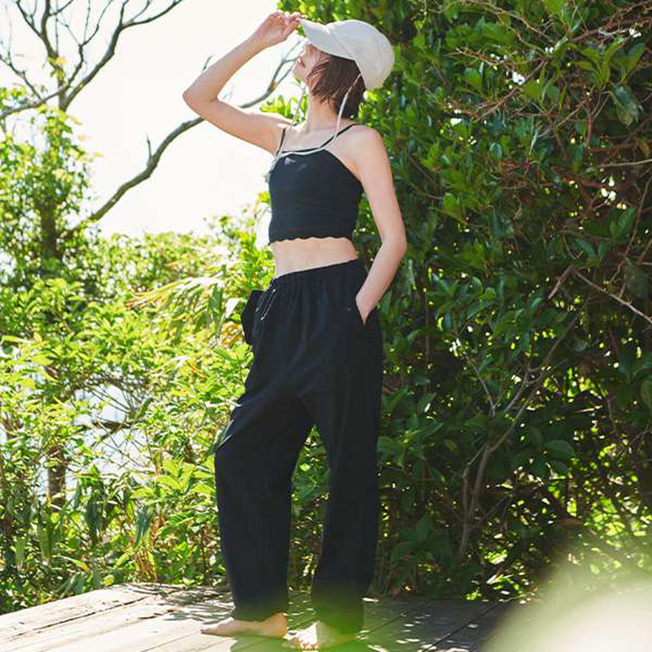 [Reina Asami Collaboration] Rash Guard Pants,Black, large image number 0