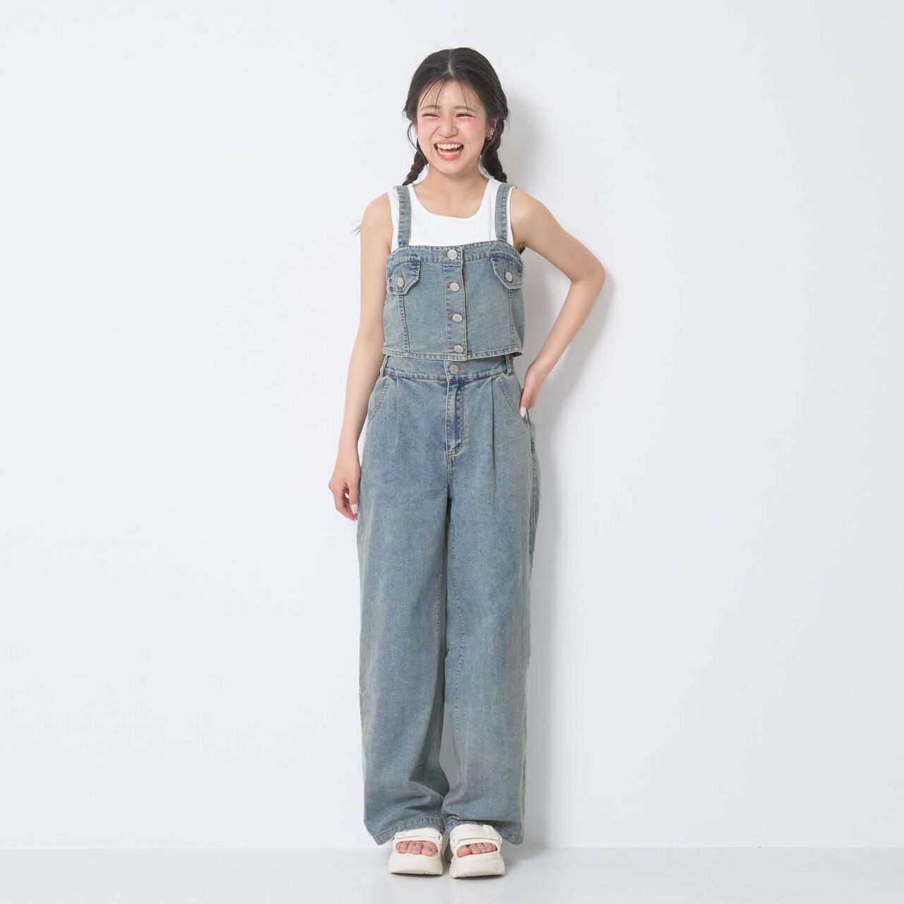 [LTXC / Cool Touch] Denim Pants and Bustier Set,Gray, large image number 2