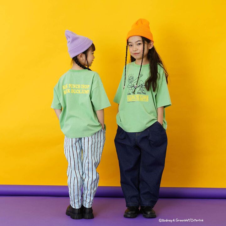 [PaRappa the Rapper] 彩色寬版撞色標誌短袖T恤,橙色, medium image number 14