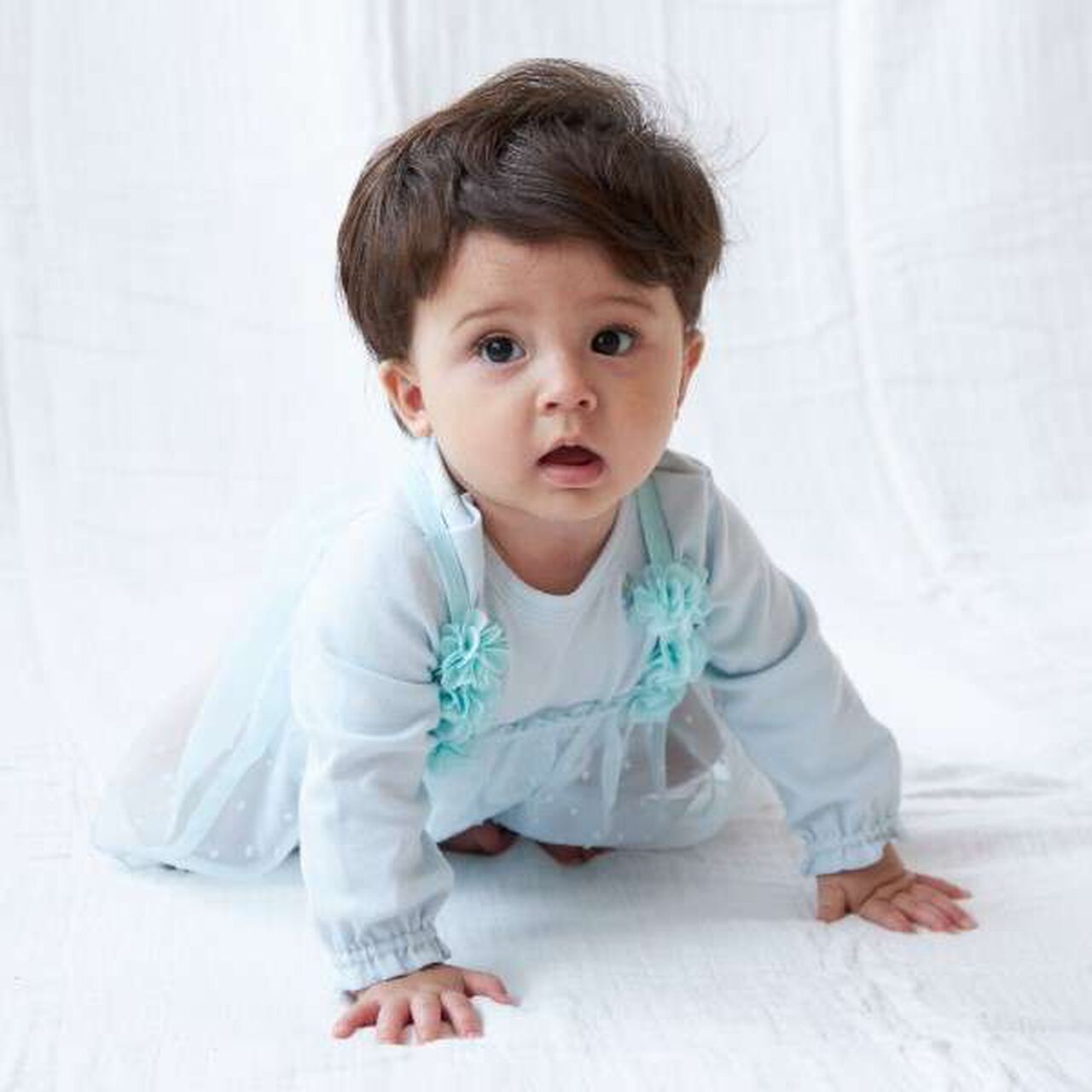 KP Floral Motif Chiffon Tunic & Romper Set,Off white, large image number 8