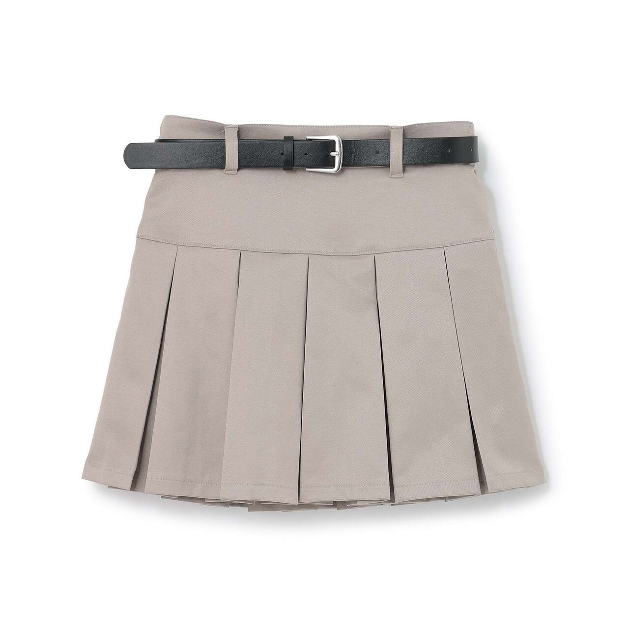 [Easy Care] Pleated Skirt with Belt,Black, large image number 17