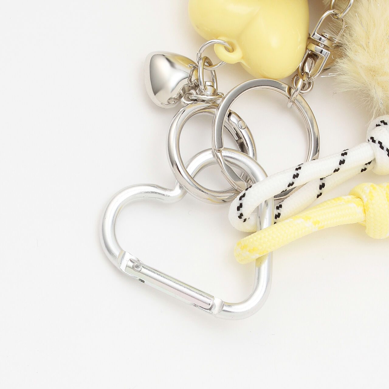 Lame Fur Heart Charm,Pink, large image number 1