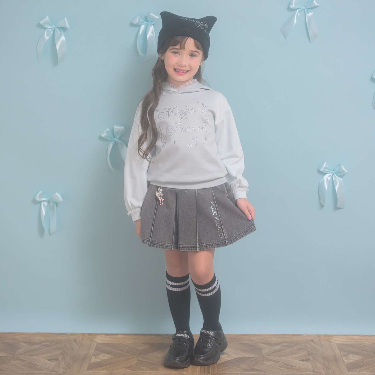 Sparkling Logo Cat Ear Beanie,Black, large image number 3
