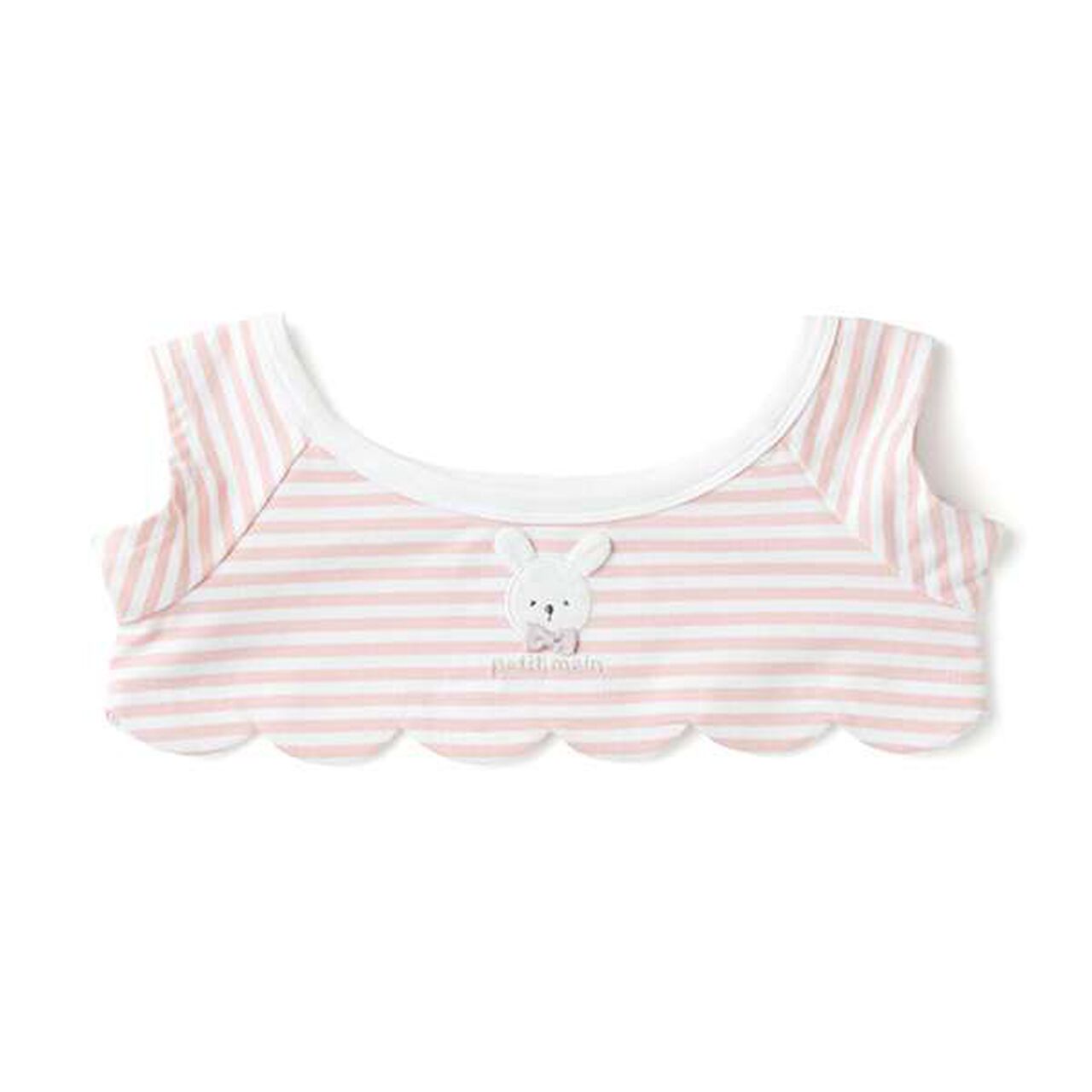 petit main × LOVOT Scallop Trim Stripe Pattern T-Shirt,Navy, large image number 19