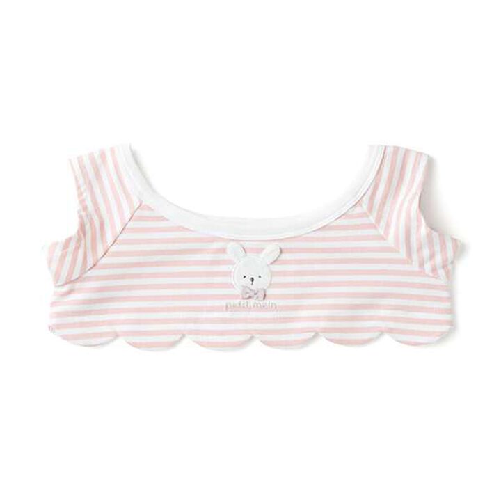 petit main × LOVOT Scallop Trim Stripe Pattern T-Shirt,Navy, medium image number 19