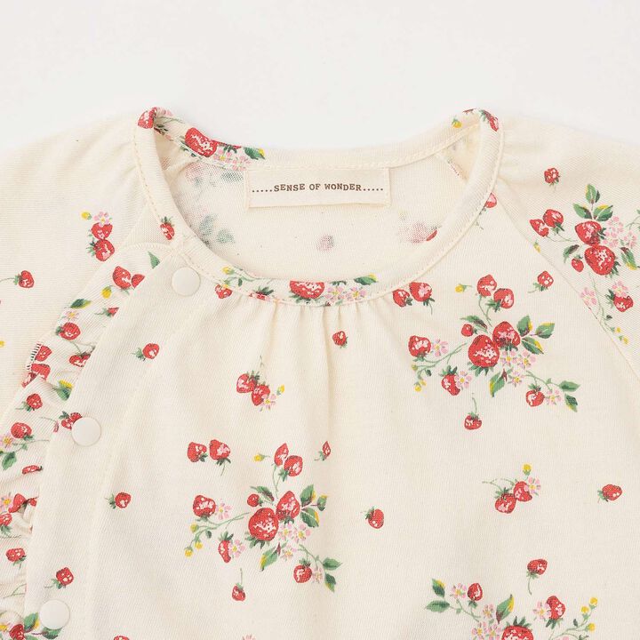 Organic Wild Strawberry Short-Sleeve 2WAY Romper [Made in Japan],Pearl white, medium image number 3