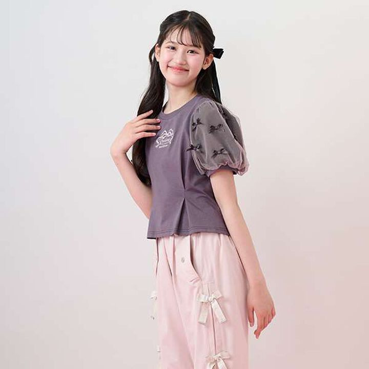 [Cool Touch] Mixed Material Tuck T-Shirt,Pink, medium image number 13