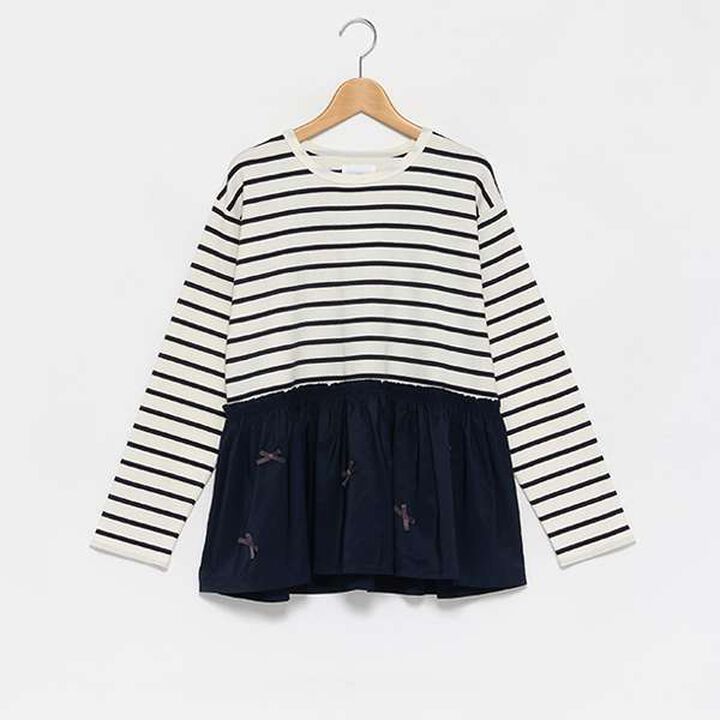 [Link] Ribbon Peplum Long T-Shirt,Ivory, medium image number 7