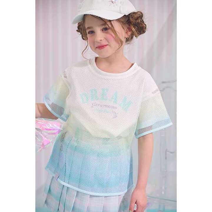 Gradient Mesh Layered T-Shirt,Mint, medium image number 0