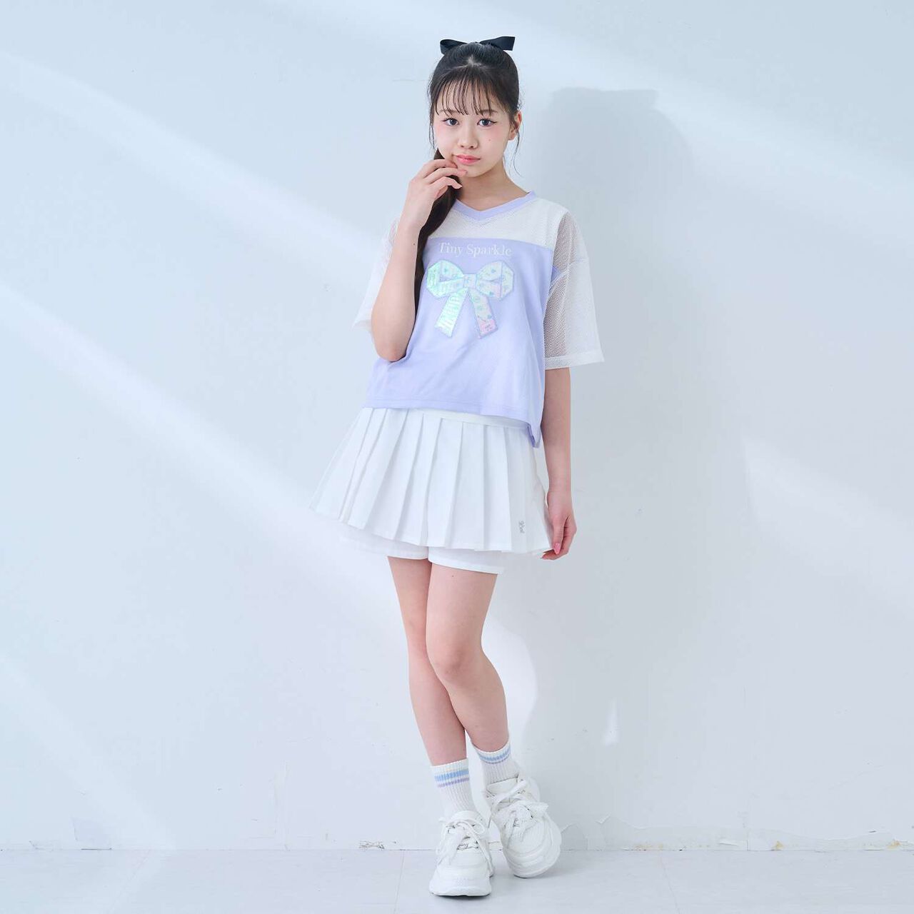 [Quick-Dry Absorbent] [Cool Touch] Mesh Docking Ribbon Appliqu&eacute; T-Shirt & Tank Top Set,Lavender, large image number 20